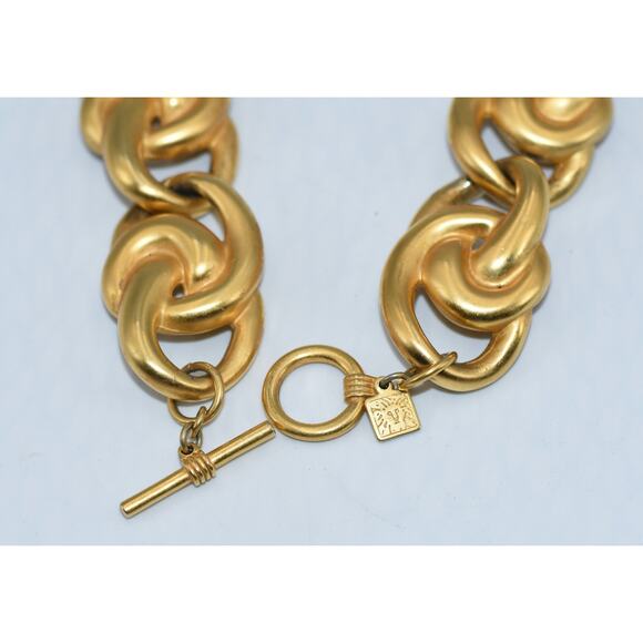 Ann Klein Vintage Chunky Goldtone Dimensional Knot Chunky Collar Necklace - Picture 3 of 4